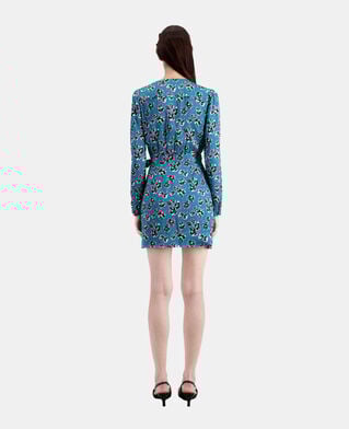 The Kooples WOMEN PINK - BLUE short printed wrap dress