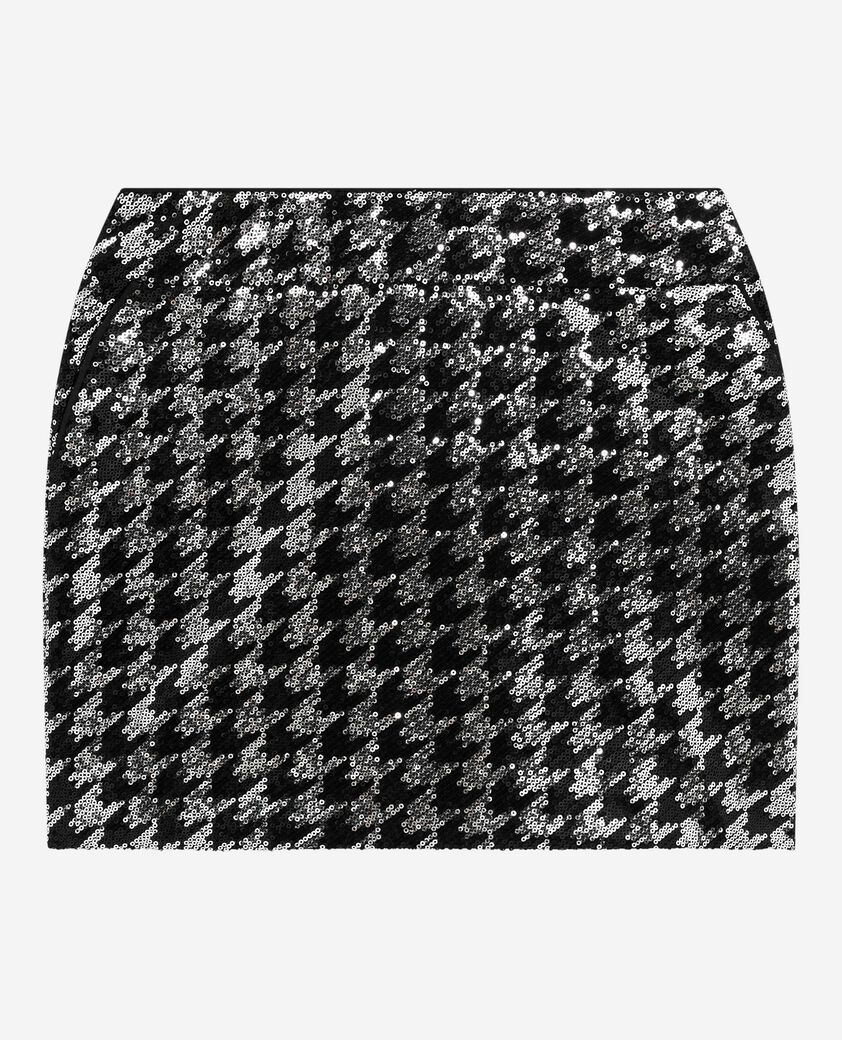 The Kooples F BLACK WHITE short houndstooth skirt with black sequins