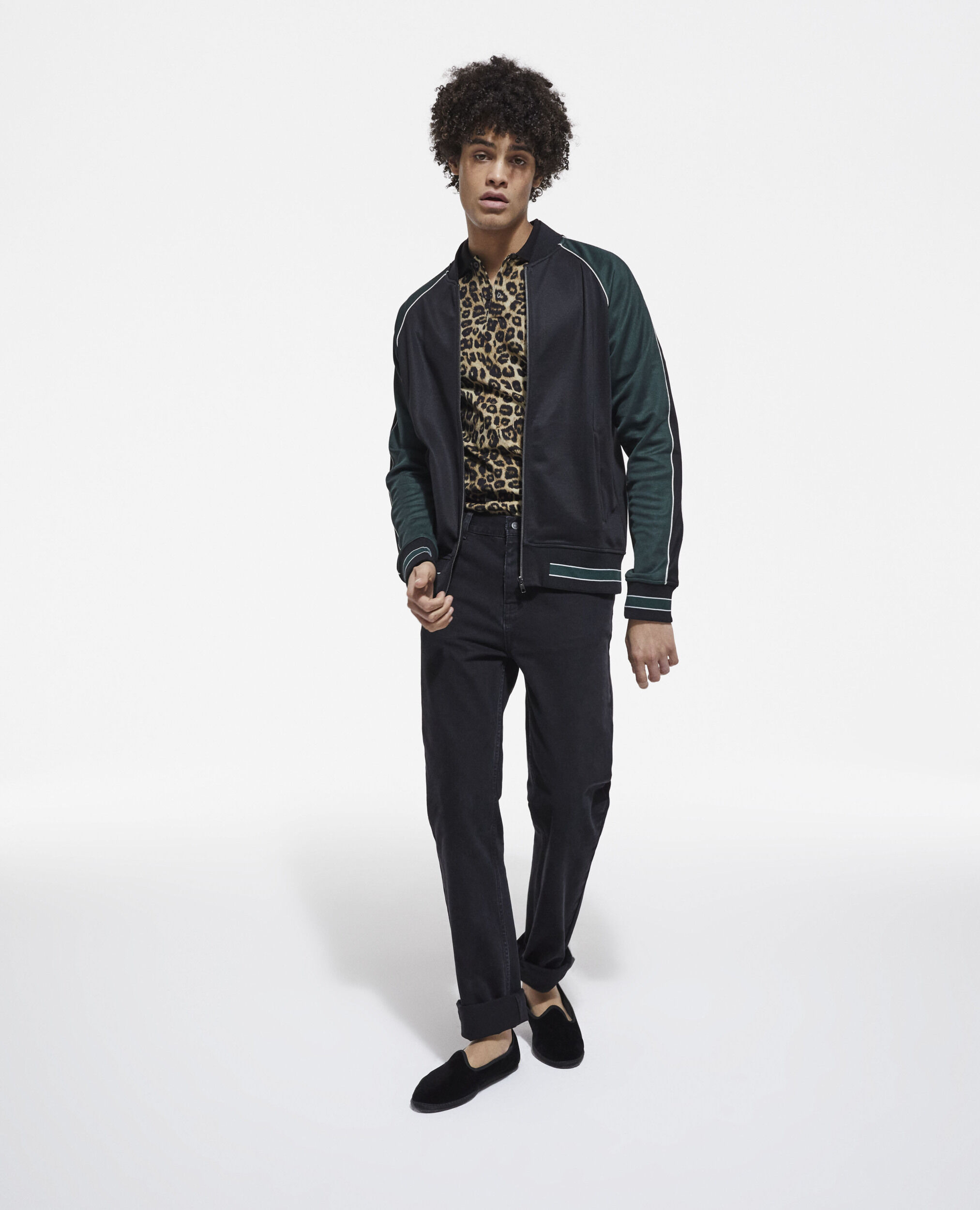 Two-tone zipped sweatshirt, VERT BOUTEILLE, hi-res image number null