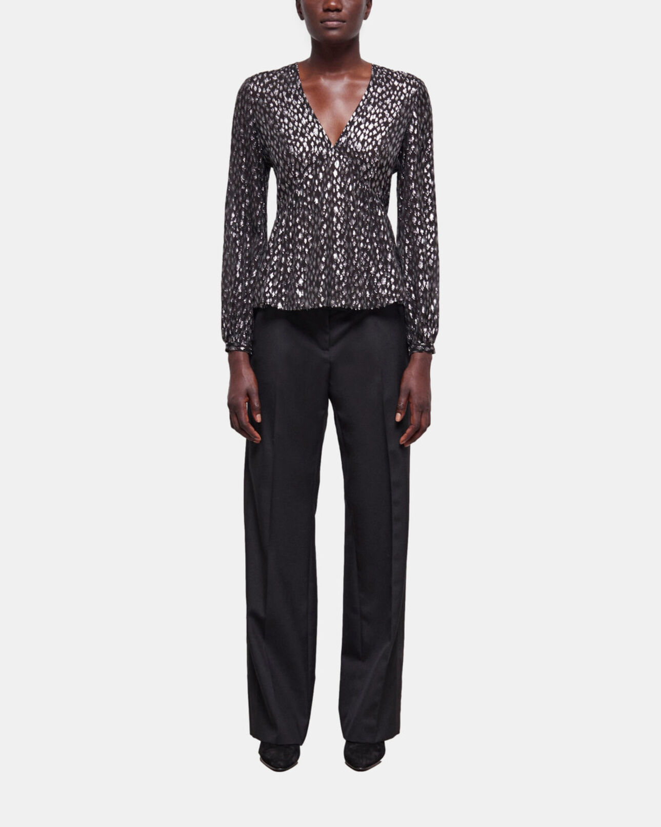 The Kooples FEMME ANTIC SILVER top léopard