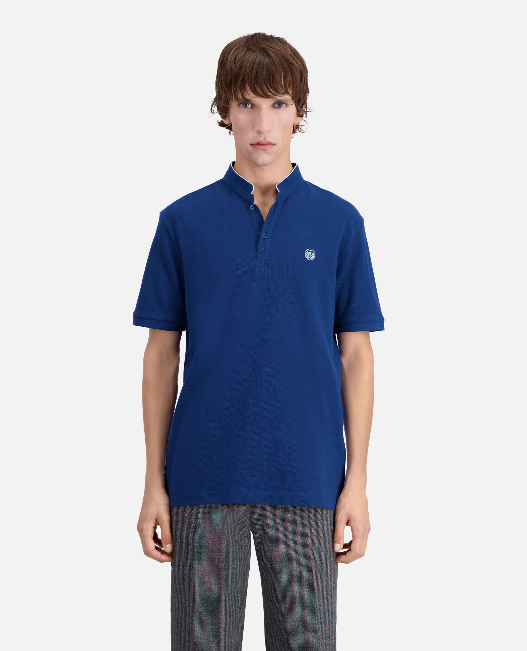 Marineblaues Poloshirt aus Baumwolle, ROYAL BLUE - DARK NAVY, hi-res image number null