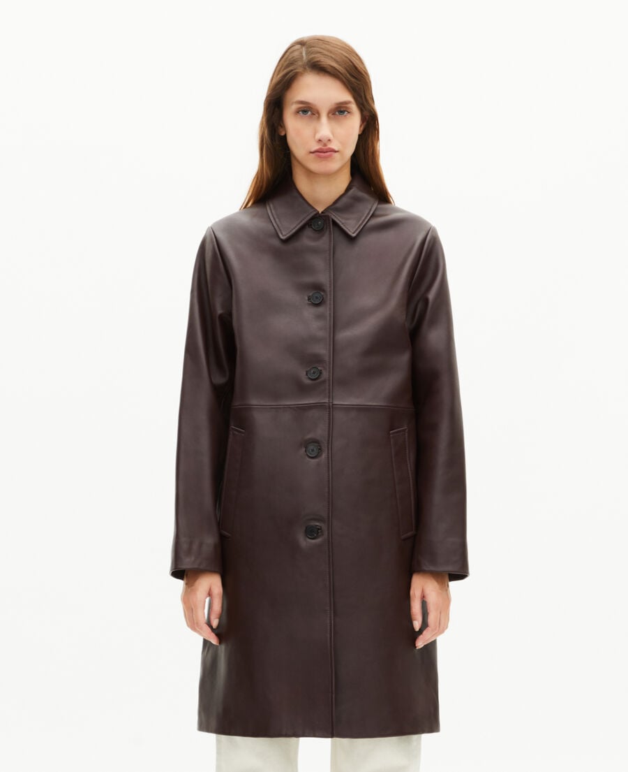 The Kooples F WINE RED bordeaux leather coat