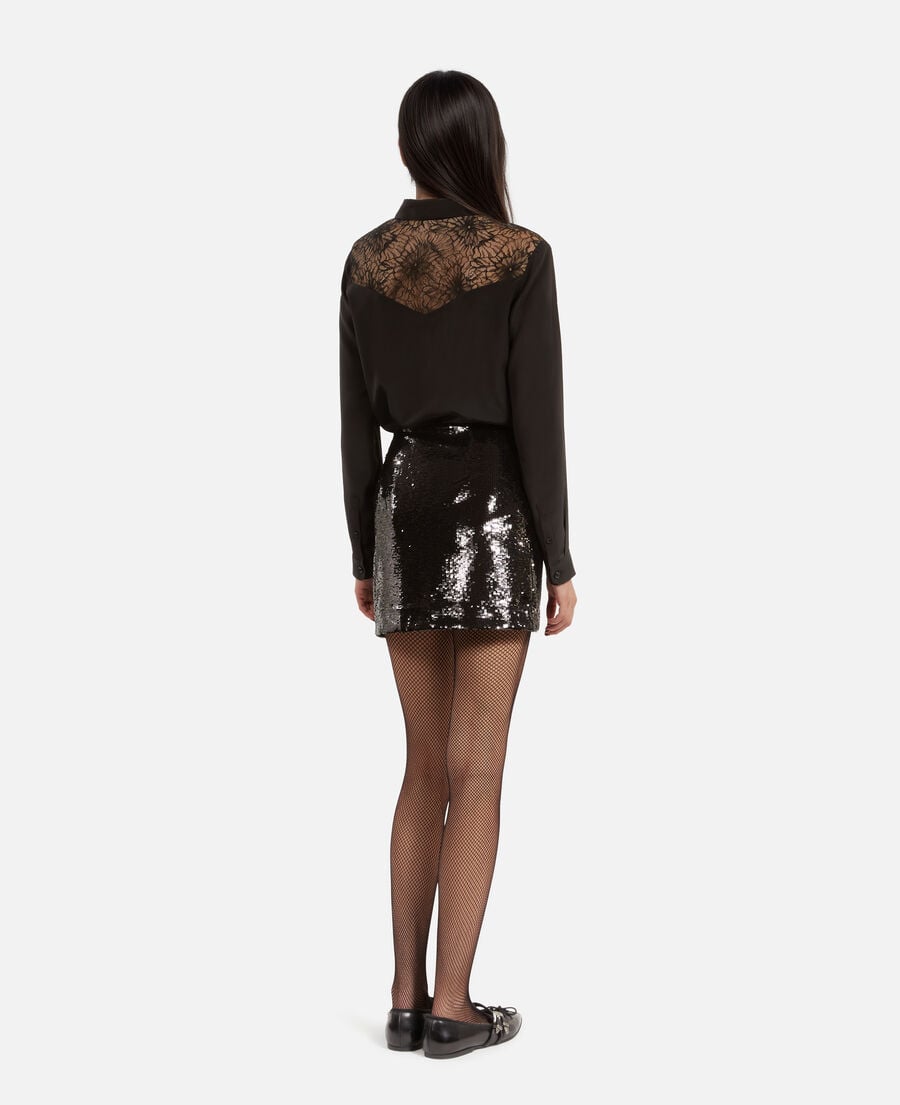 The Kooples DAMEN BLACK STONE kurzer rock mit pailletten schwarz