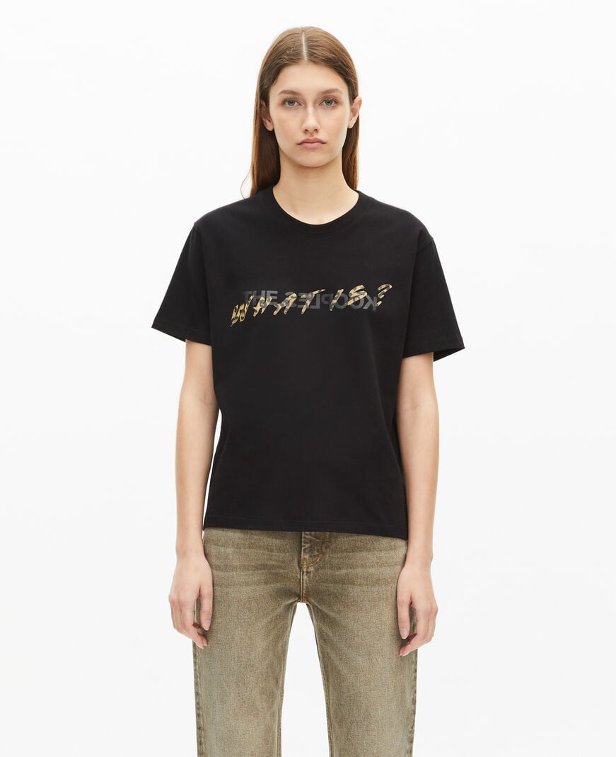 The Kooples MUJER BLACK camiseta what is negra y leopardo 