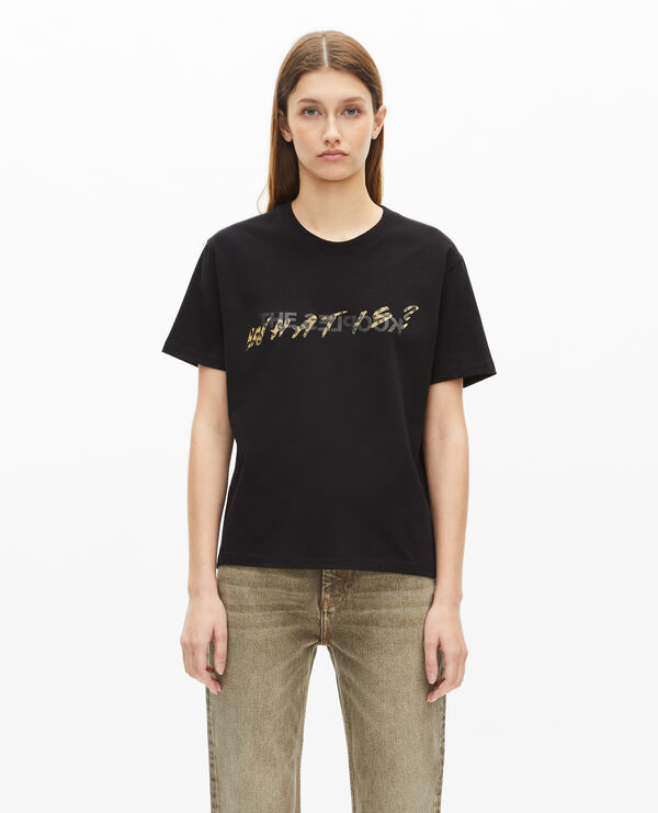 The Kooples FEMME BLACK t-shirt what is noir et léopard