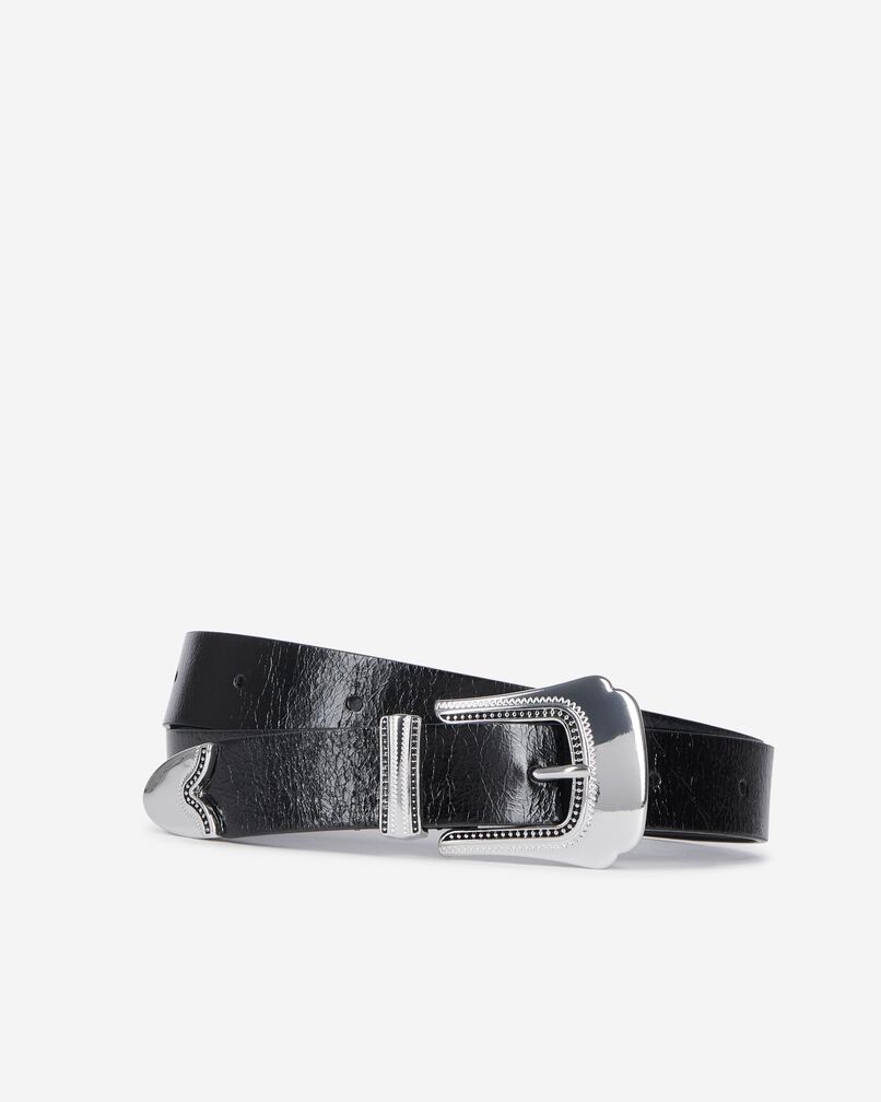 The Kooples FEMME BLACK ceinture fine en cuir noir