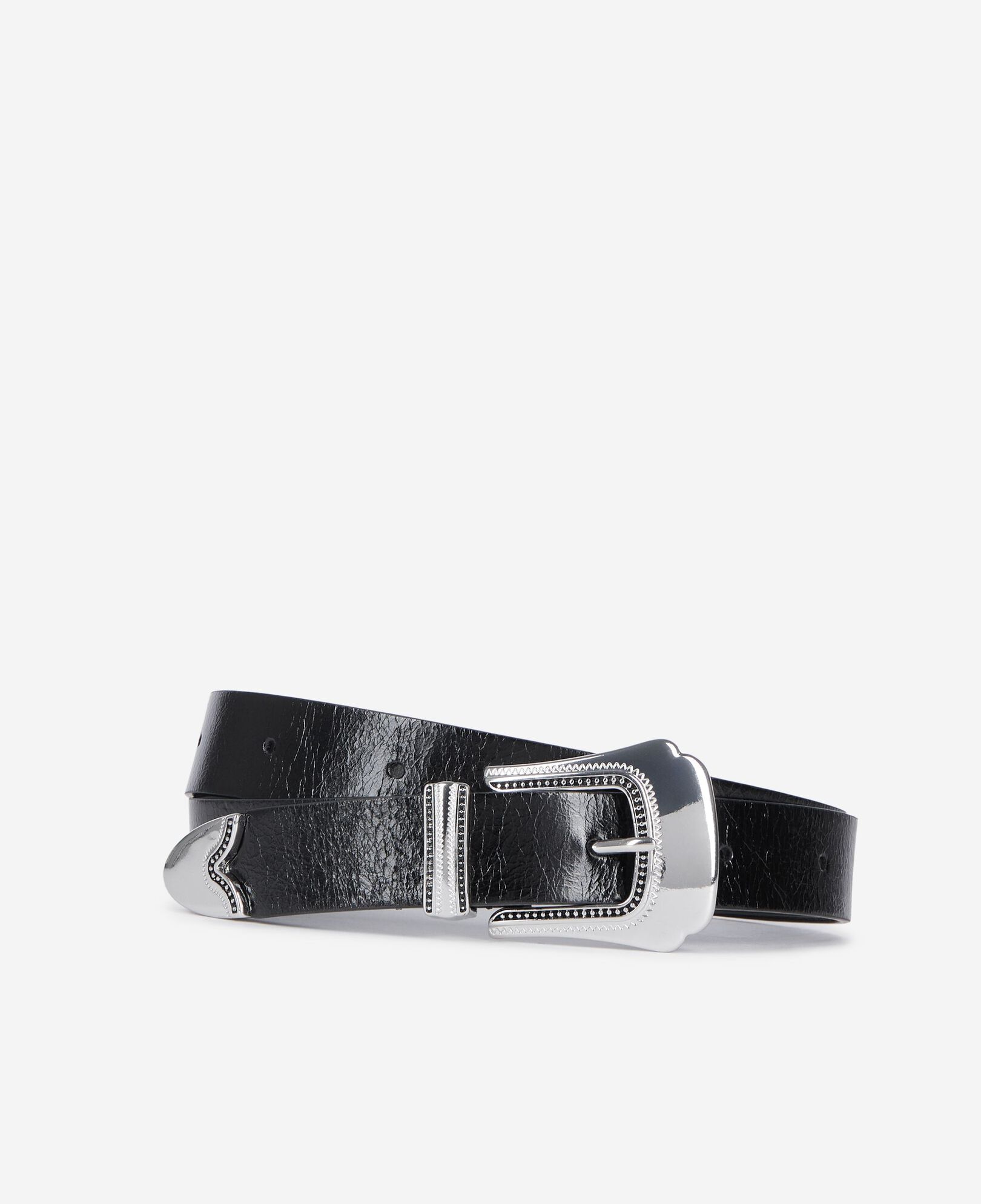 The Kooples DAMEN BLACK schwarzer, schmaler ledergürtel