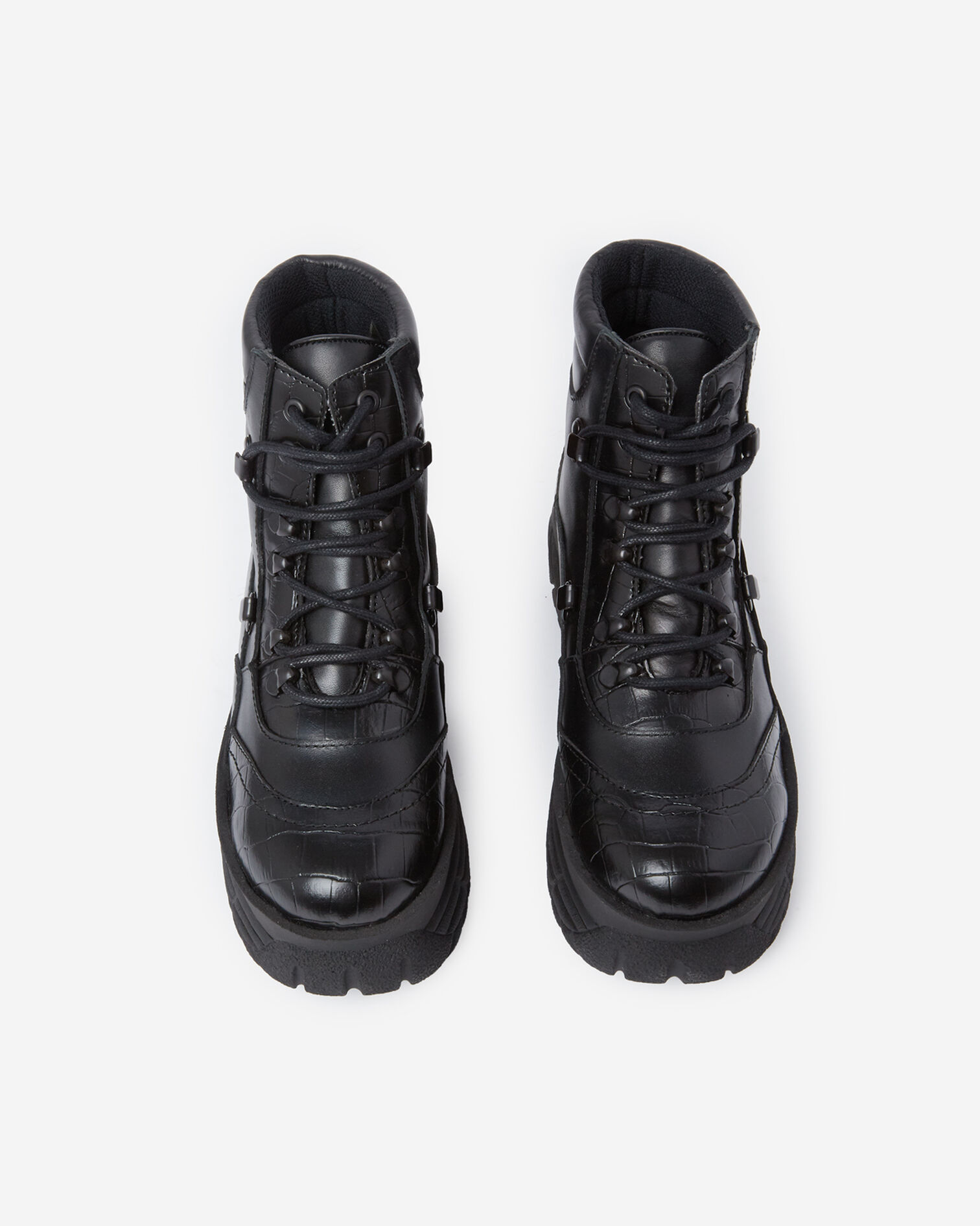 Black leather ankle boots with platform heel, BLACK, hi-res image number null