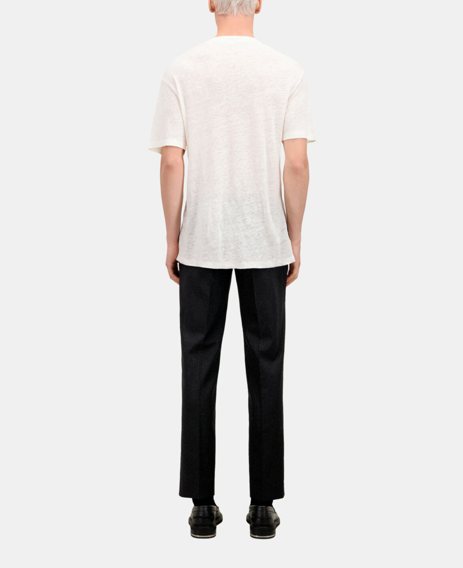 The Kooples HOMME ECRU t-shirt homme ecru en lin avec blason
