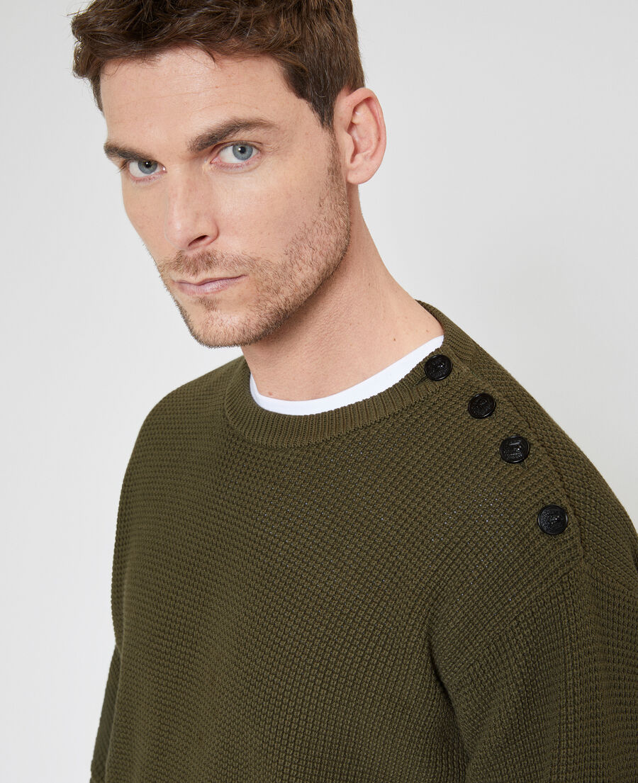 The Kooples HOMME FORET pull &agrave; patte de boutonnage kaki