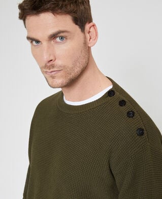 The Kooples HOMME FORET pull &agrave; patte de boutonnage kaki