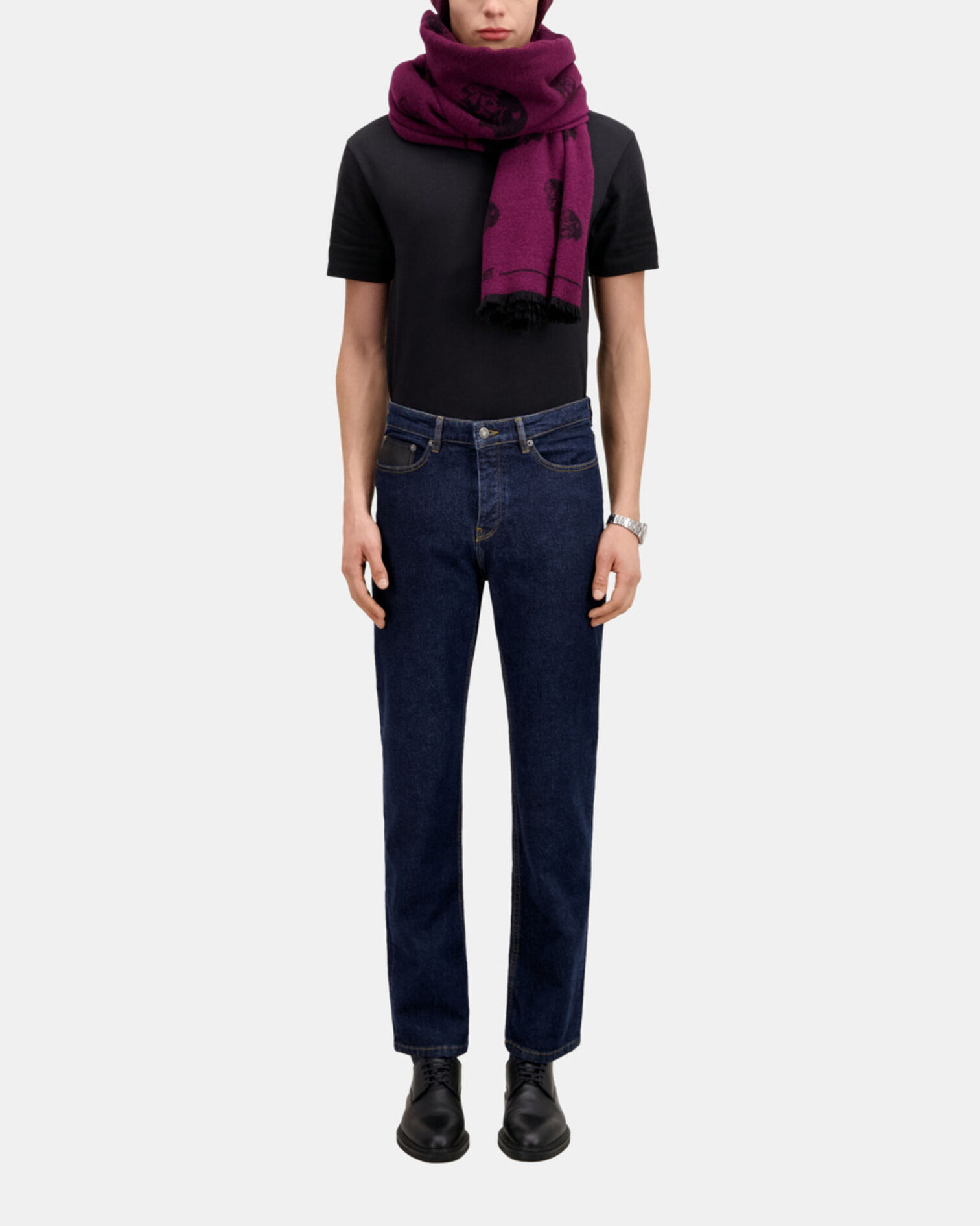 Jean bleu slim avec poche en cuir, BLUE BRUT, hi-res image number null