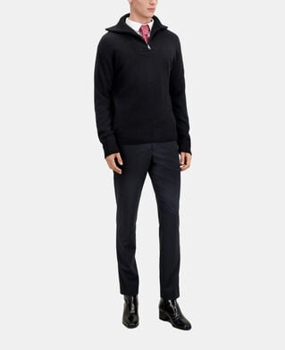 The Kooples HOMME BLACK pull en laine m&eacute;lang&eacute;e avec zip noir