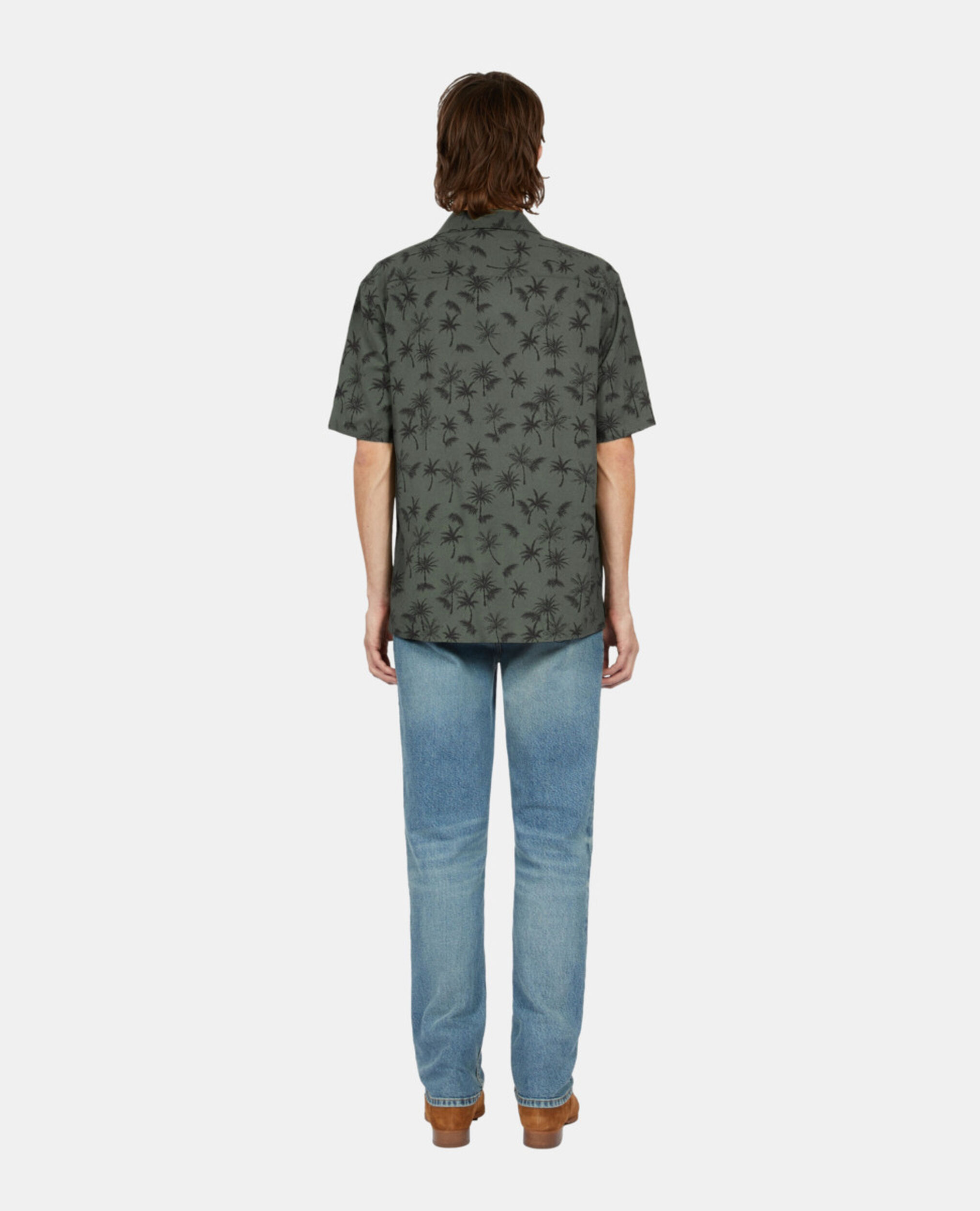 Chemise manches courtes avec palmiers kaki, KAKI BLACK, hi-res image number null