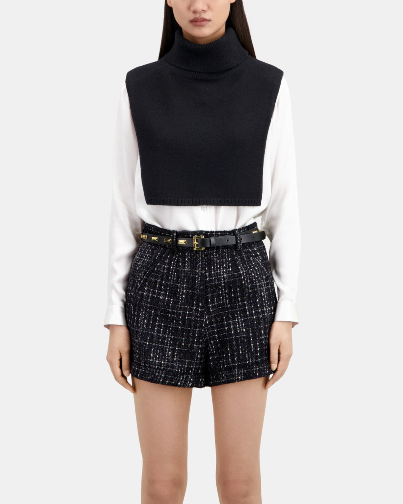 The Kooples FEMME BLACK ceinture en cuir noir avec empiècements métalliques
