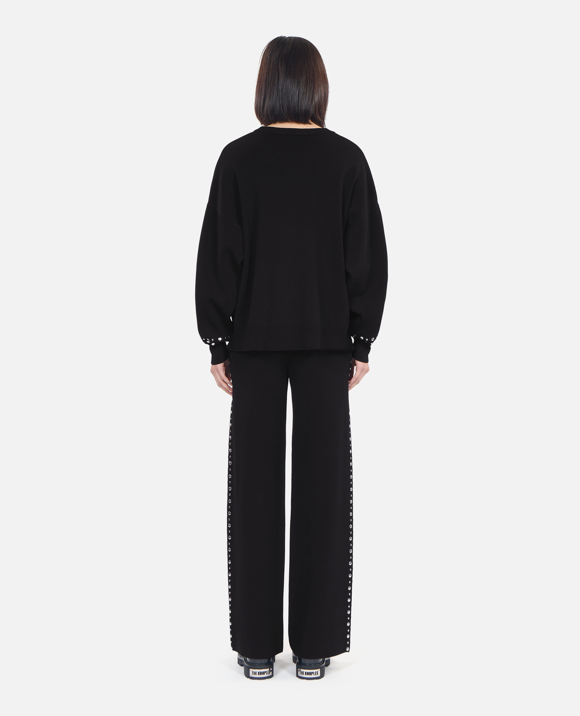 Sweatshirt noir avec studs, BLACK, hi-res image number null