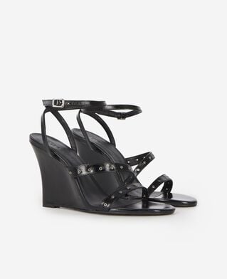 The Kooples WOMEN BLACK wedge-heeled sandals with black studs