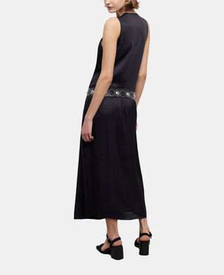 The Kooples MUJER BLACK vestido largo negro satinado
