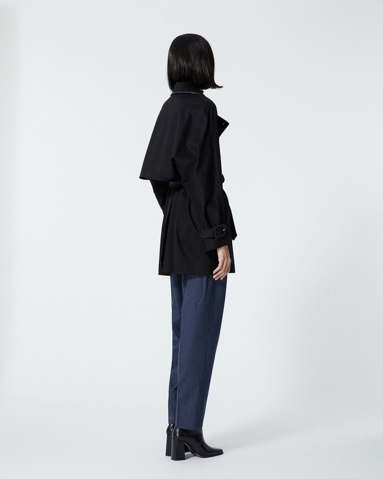 The Kooples WOMEN BLACK black cotton trench coat