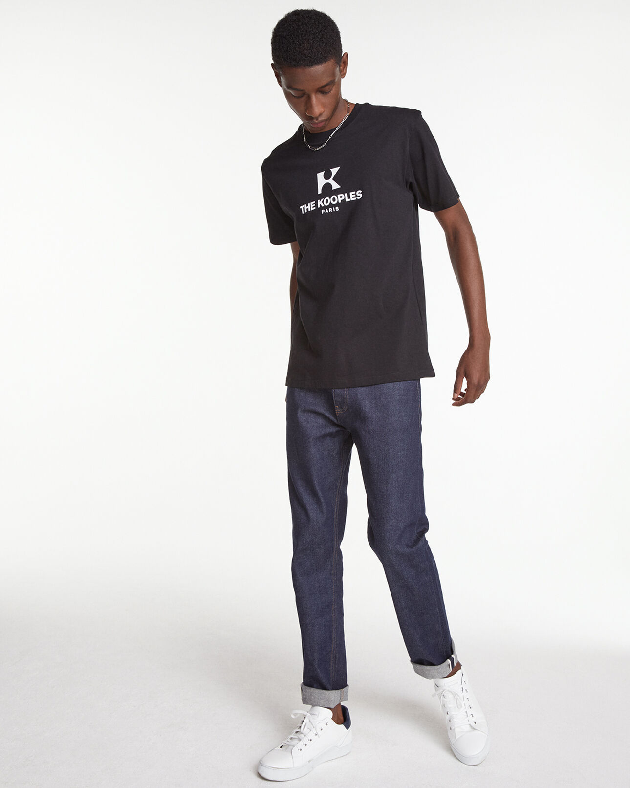 The Kooples HOMBRE BLACK camiseta negra algodón logotipo monograma