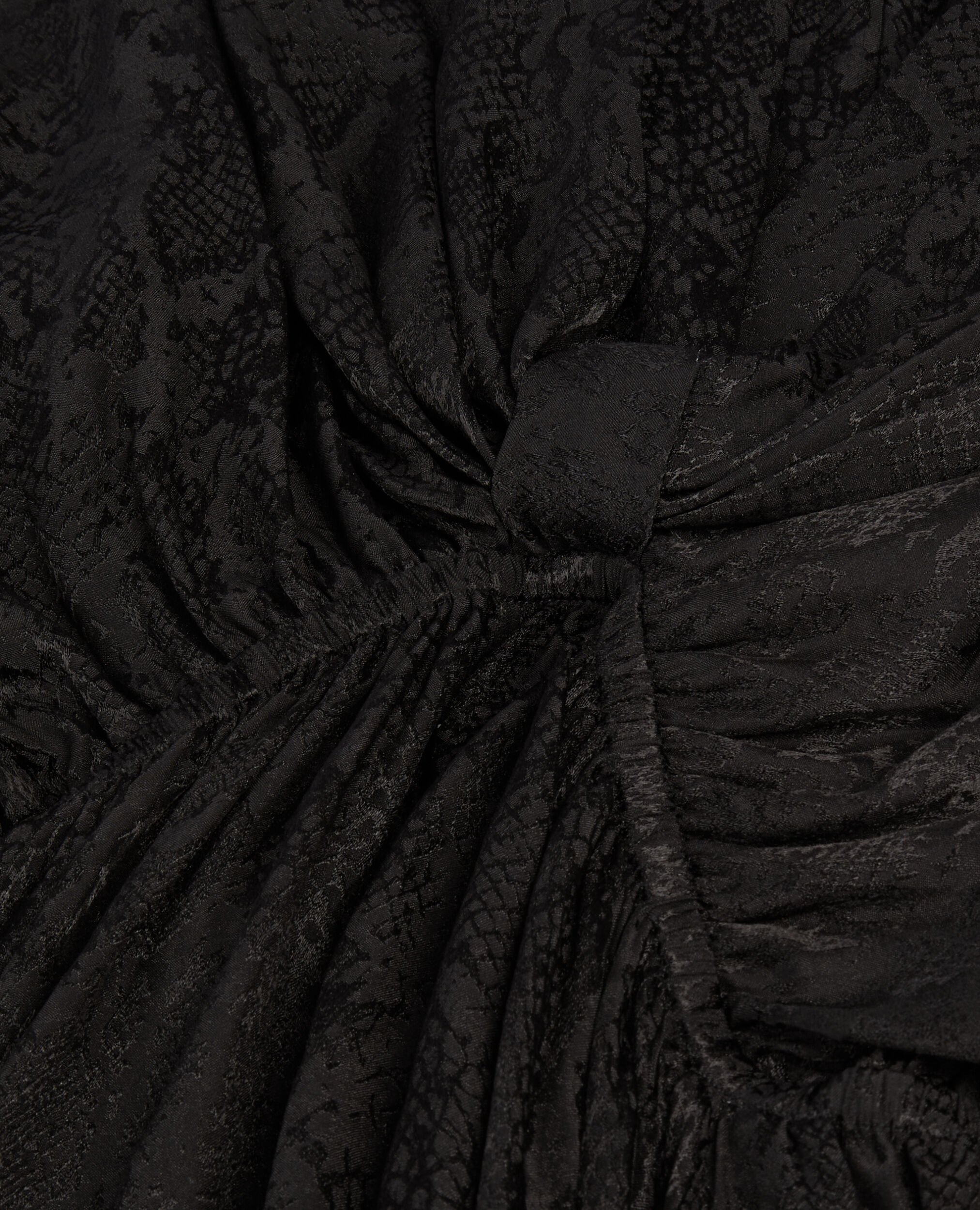 Robe courte noire python jacquard avec drapé, BLACK, hi-res image number null