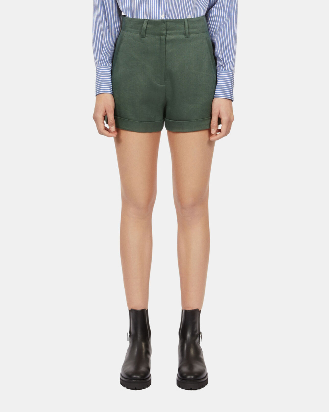 The Kooples WOMEN WOOD KAKI khaki suit shorts