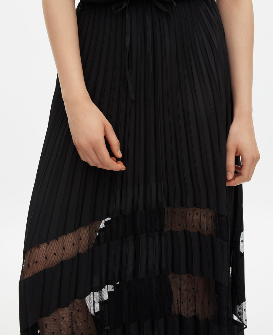 The Kooples FEMME BLACK jupe longue pliss&eacute;e noire