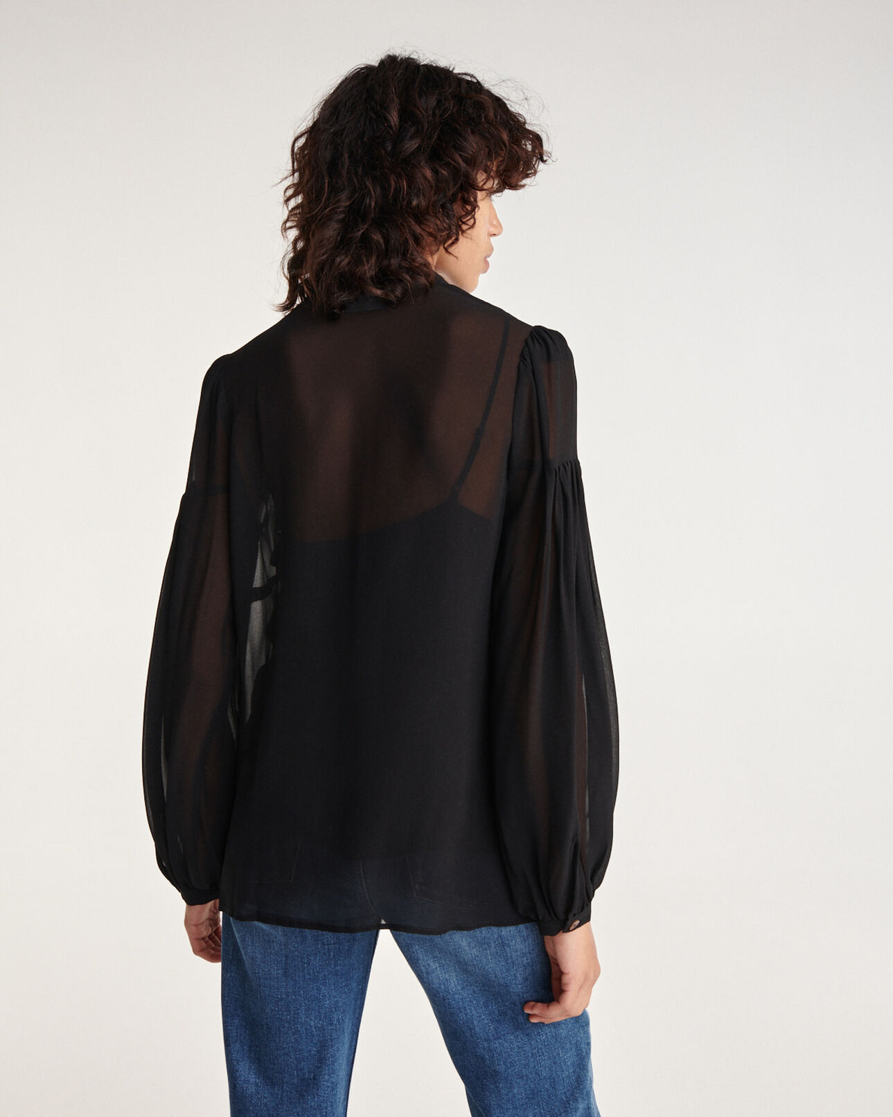 The Kooples DAMEN BLACK hemd schwarz fließend v-ausschnitt geknöpft