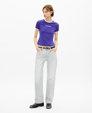 The Kooples FEMME ELECTRIC BLUE t-shirt avec s&eacute;rigraphie violet