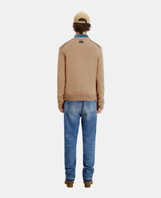 The Kooples HERREN BROWN-BEIGE brauner pullover aus wolle