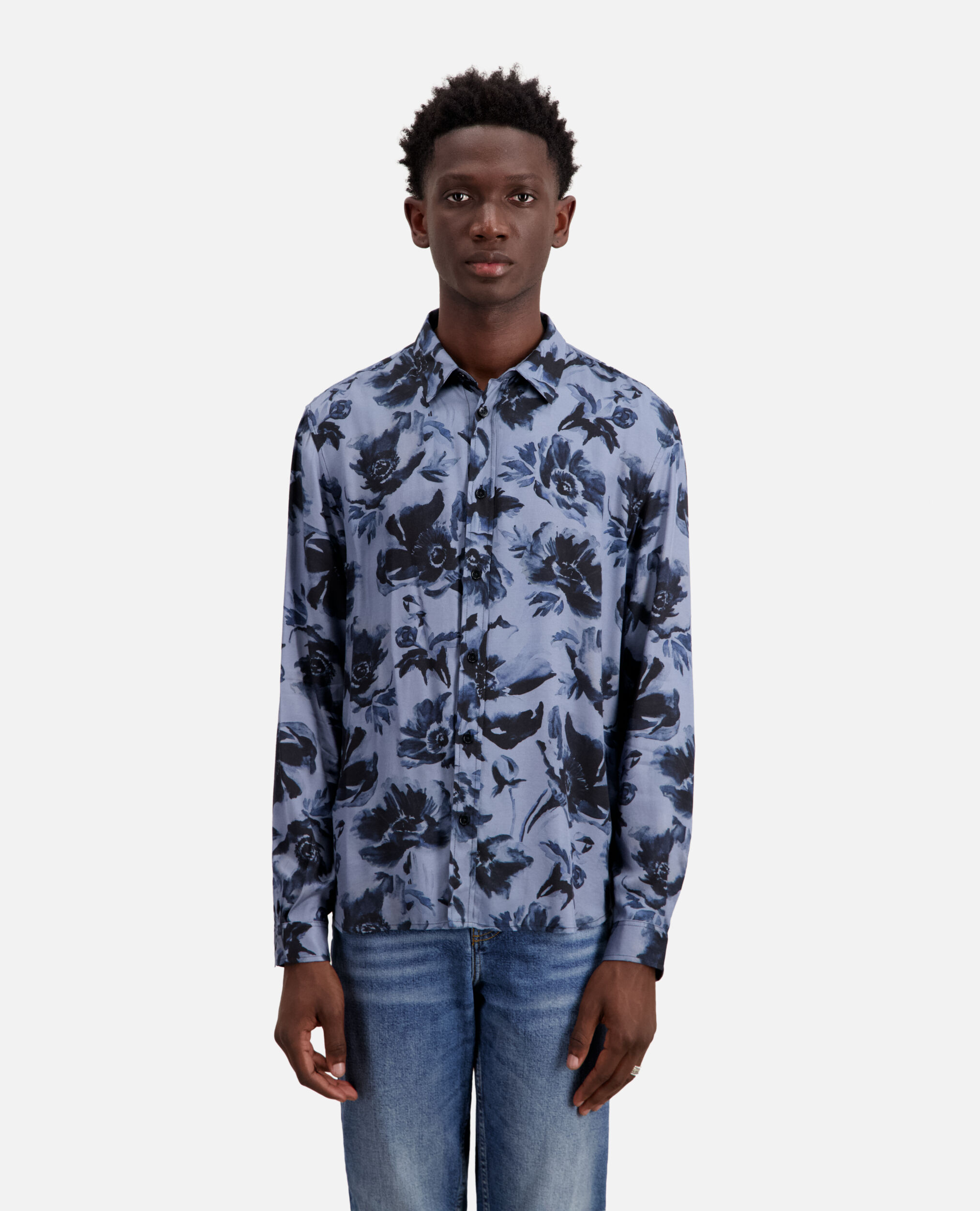 Printed shirt, BLACK BLUE, hi-res image number null