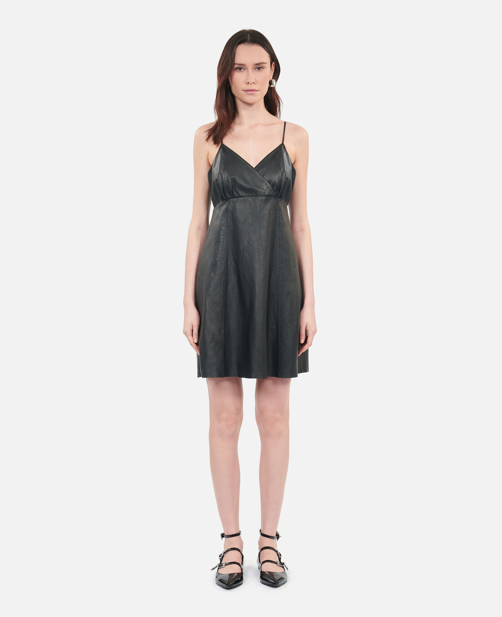 The Kooples WOMEN BLACK short black leather dress