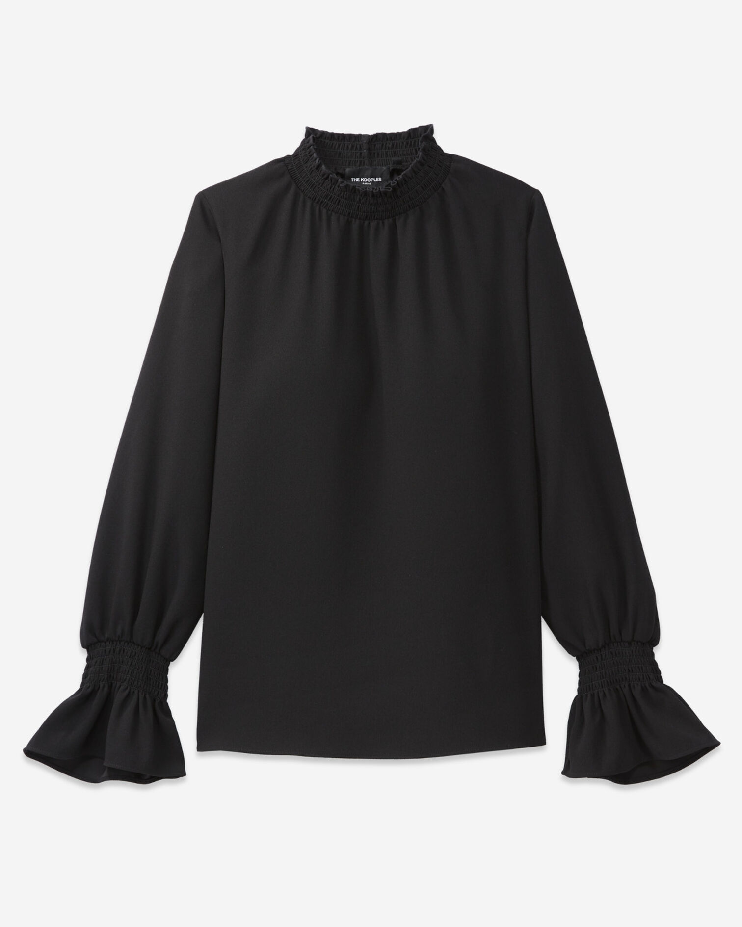 Crepe fabric blouse, BLACK, hi-res image number null