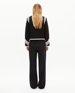 The Kooples DAMEN BLACK bestickte jacke aus schwarzer baumwolle