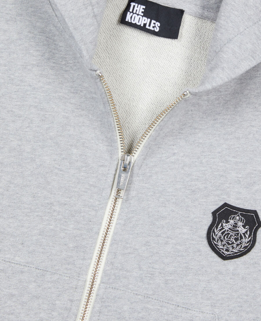 The Kooples F LIGHT GREY MELANGE grey blazon hoodie