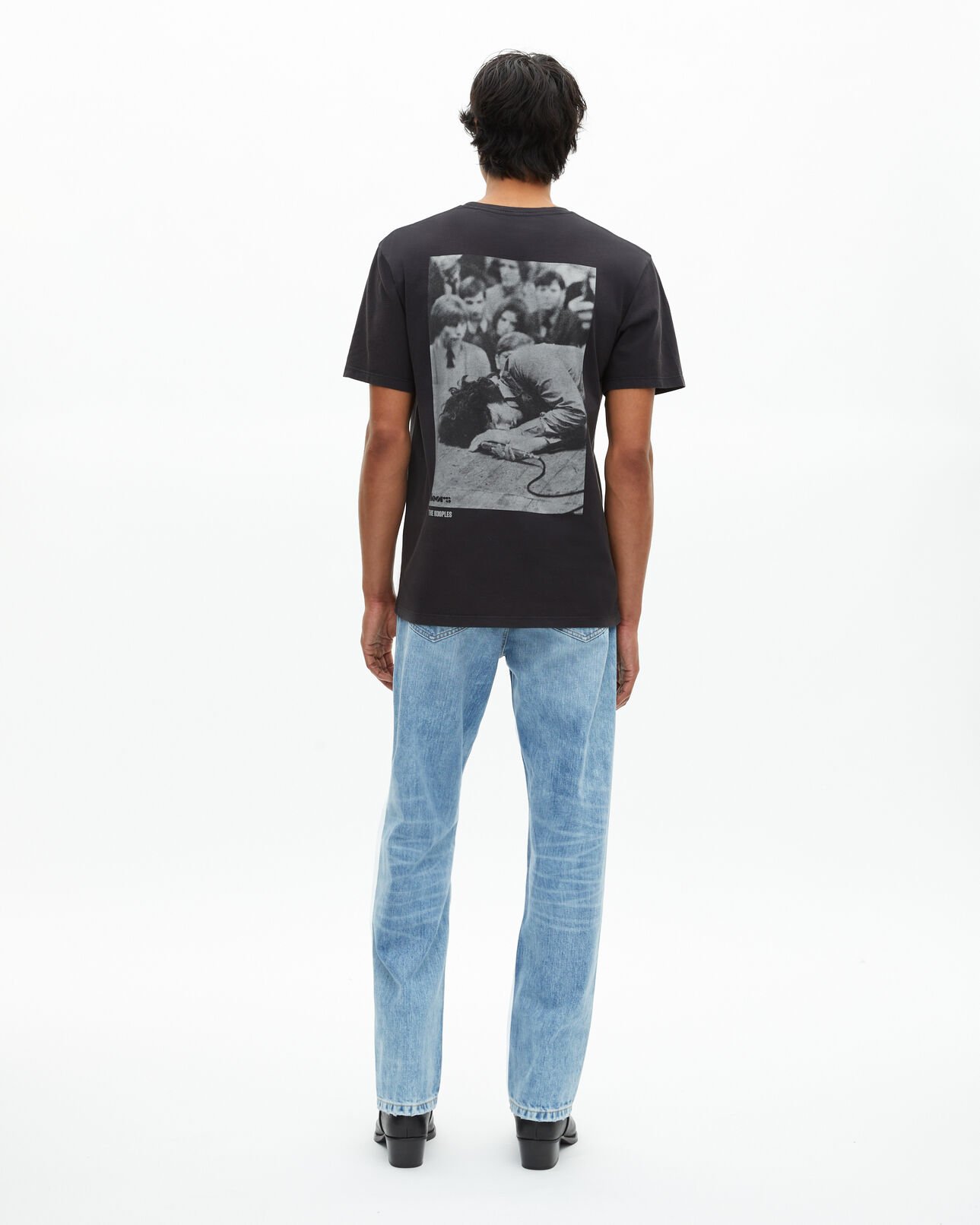 The Kooples M BLACK WASHED the doors x the kooples mixed t-shirt black