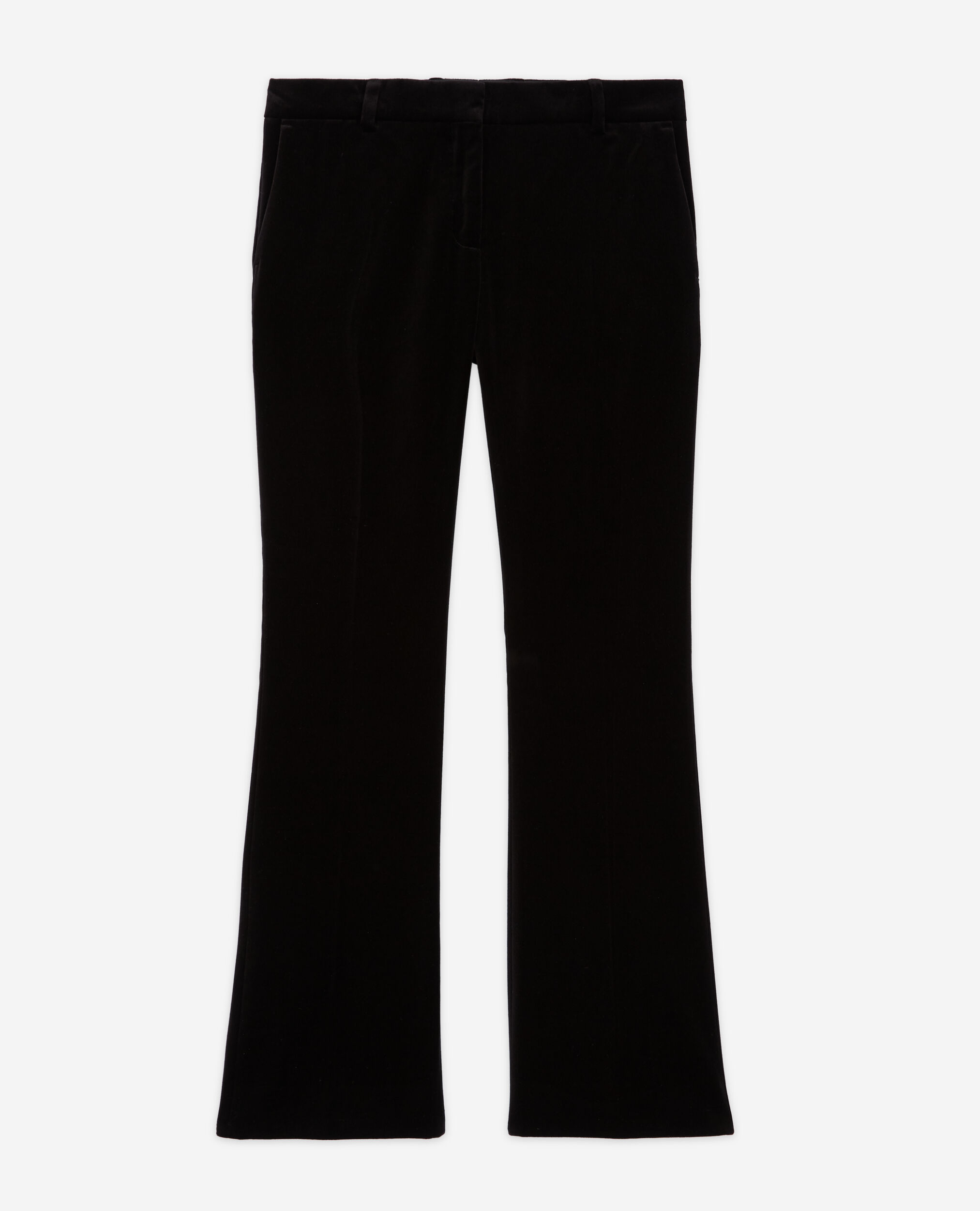 Black velvet flared suit pants, BLACK, hi-res image number null