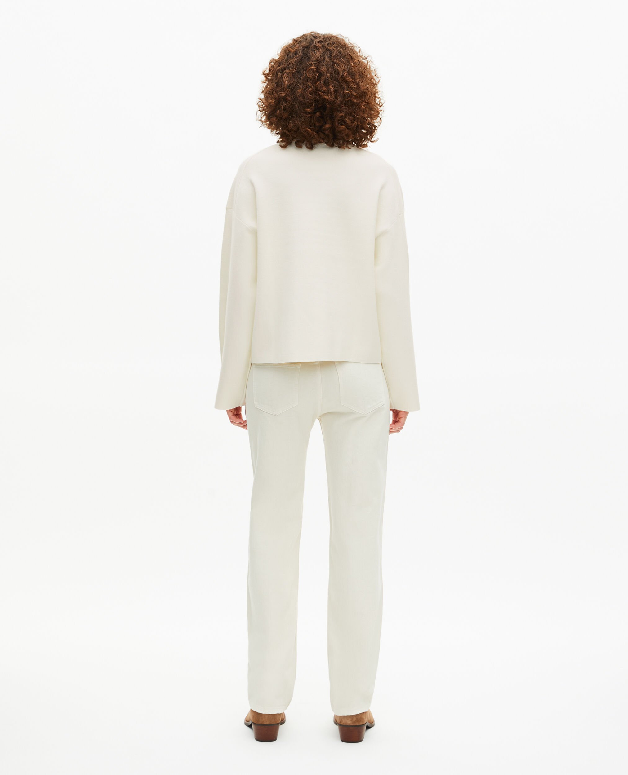White mock-neck sweater, ECRU, hi-res image number null