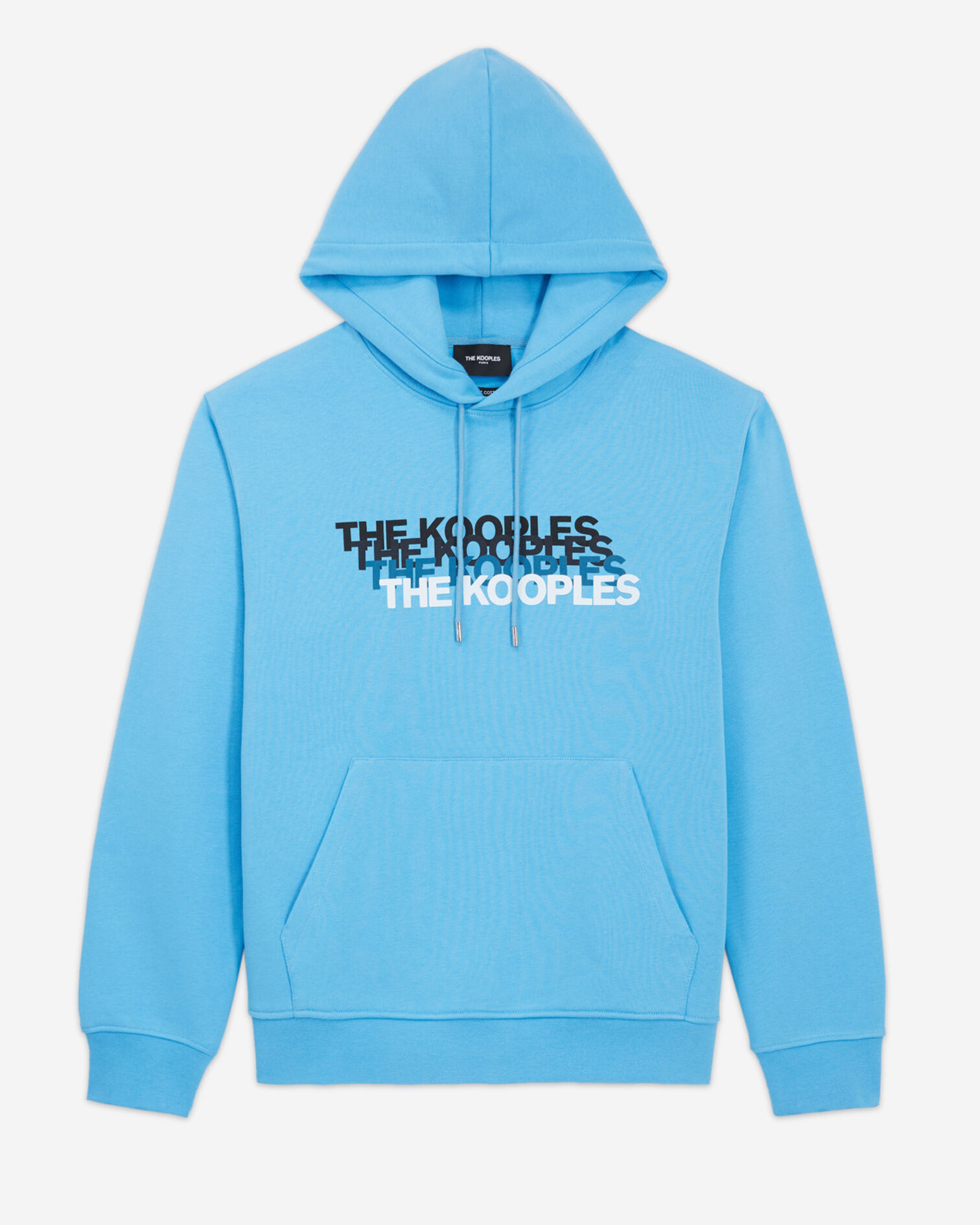 Blue cotton hoodie with faded logo, BLUE, hi-res image number null