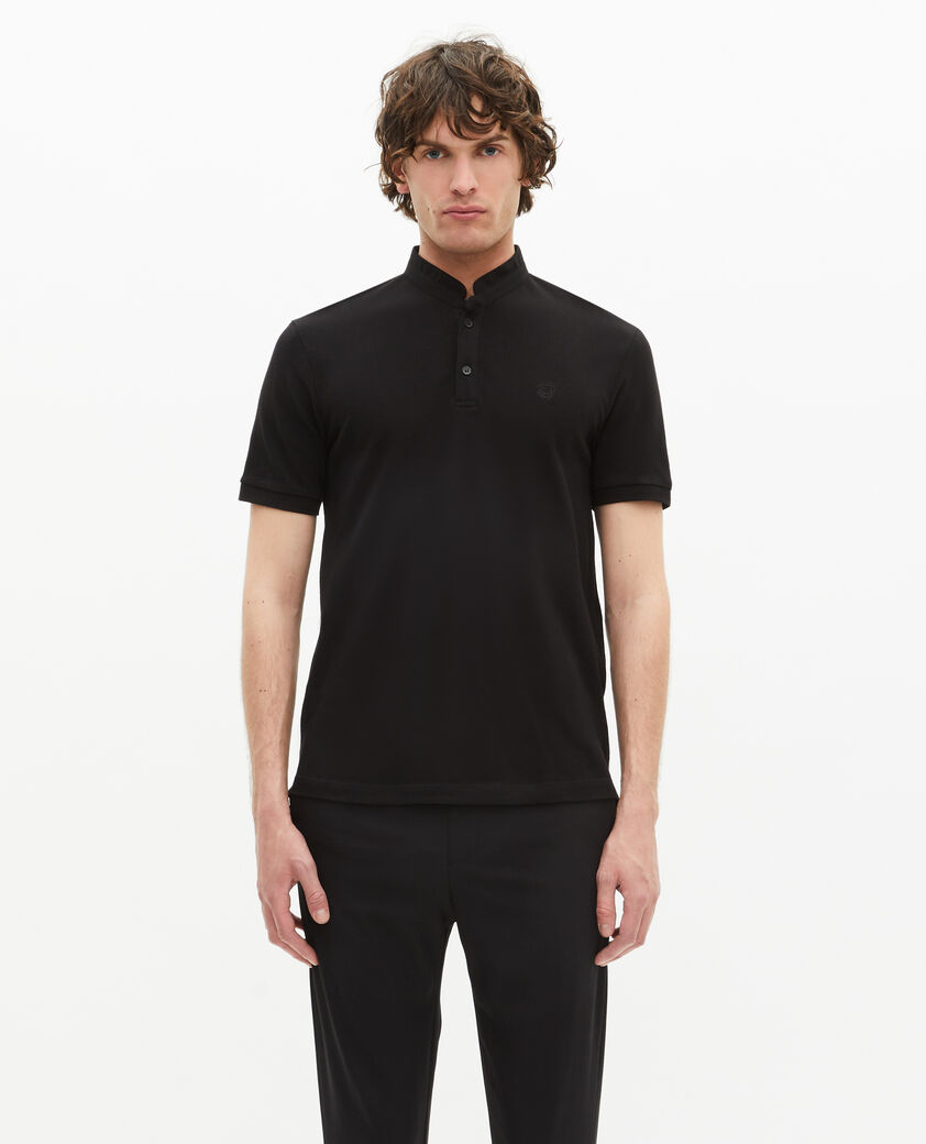 The Kooples H BLACK black pique cotton polo t-shirt