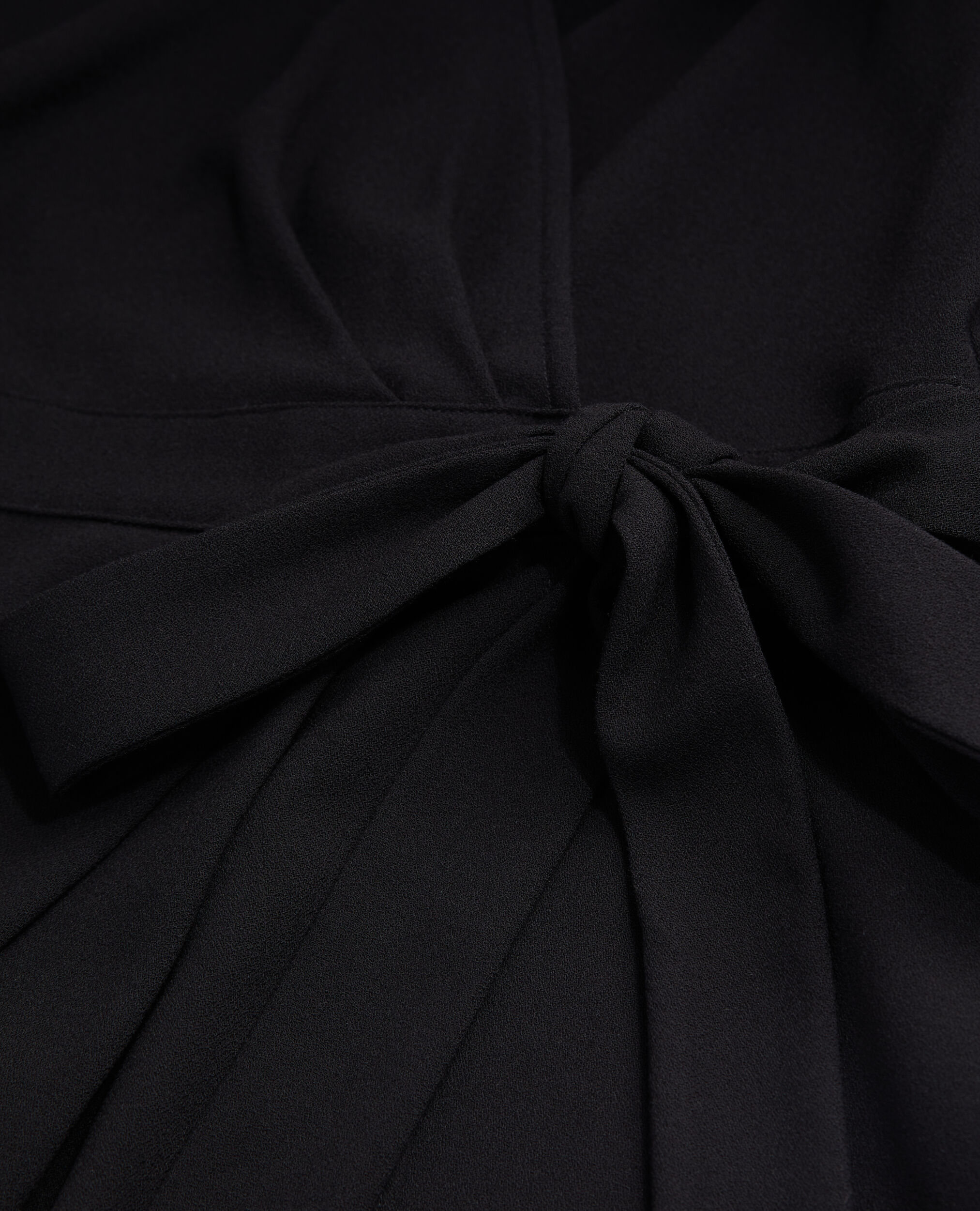 Robe portefeuille courte noire en crêpe, BLACK, hi-res image number null