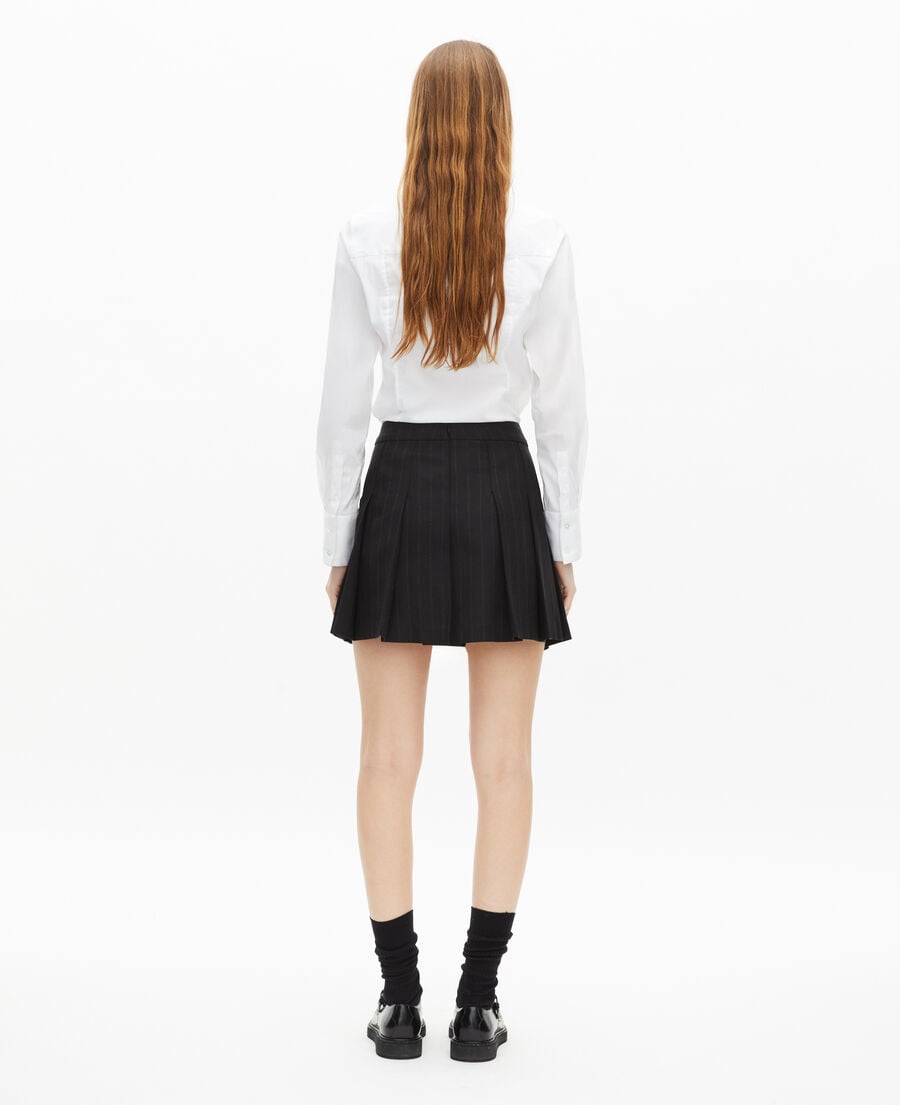 The Kooples FEMME BLACK jupe courte plissée à rayures noire