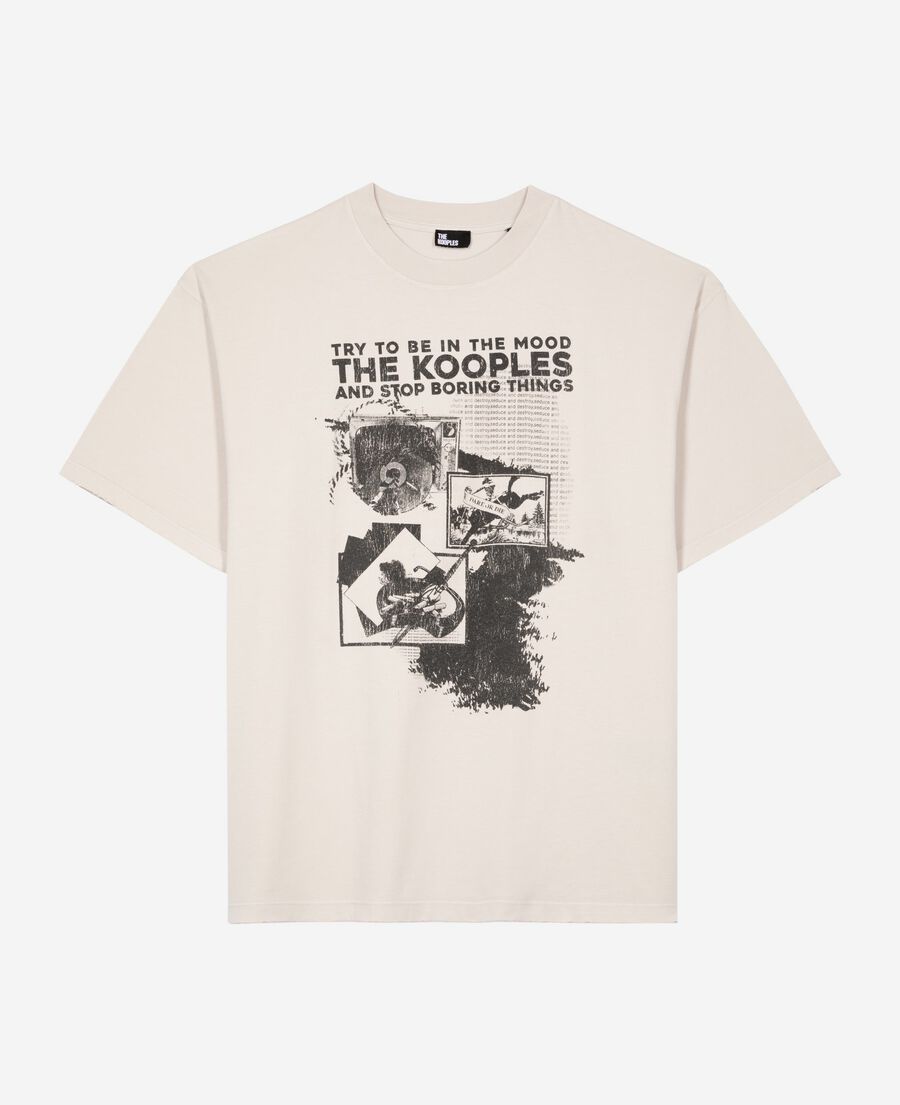 The Kooples MEN LIGHT GREY t-shirt with grey screen print