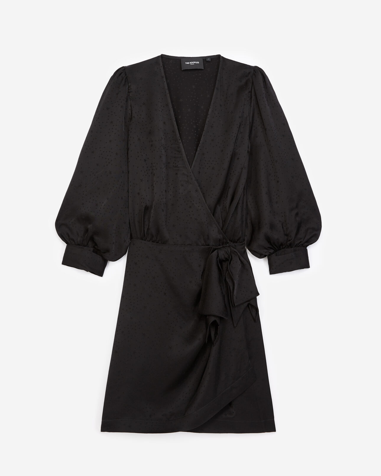 The Kooples WOMEN BLACK printed jacquard black wrap dress