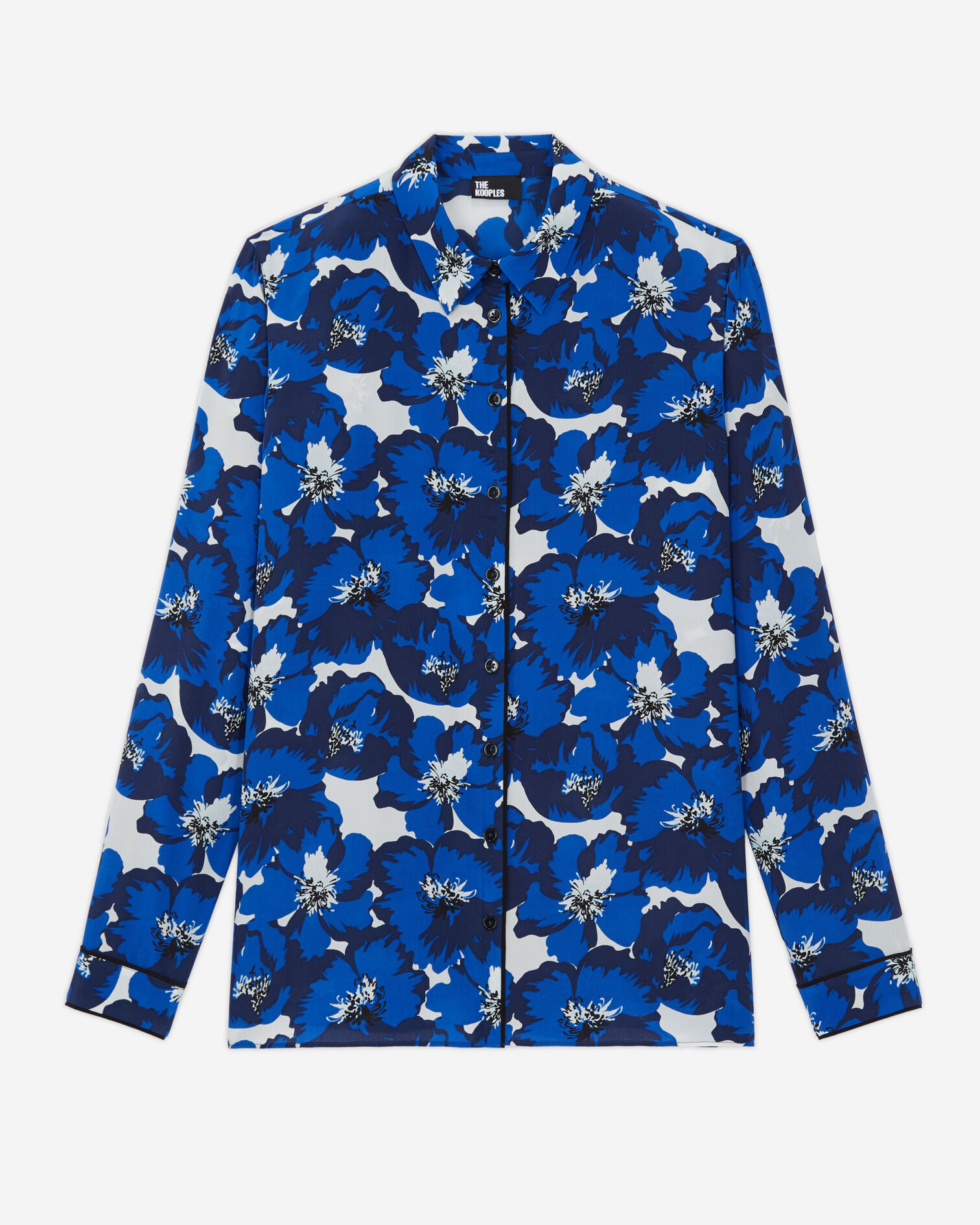 Chemise imprimée en soie, BLUE, hi-res image number null