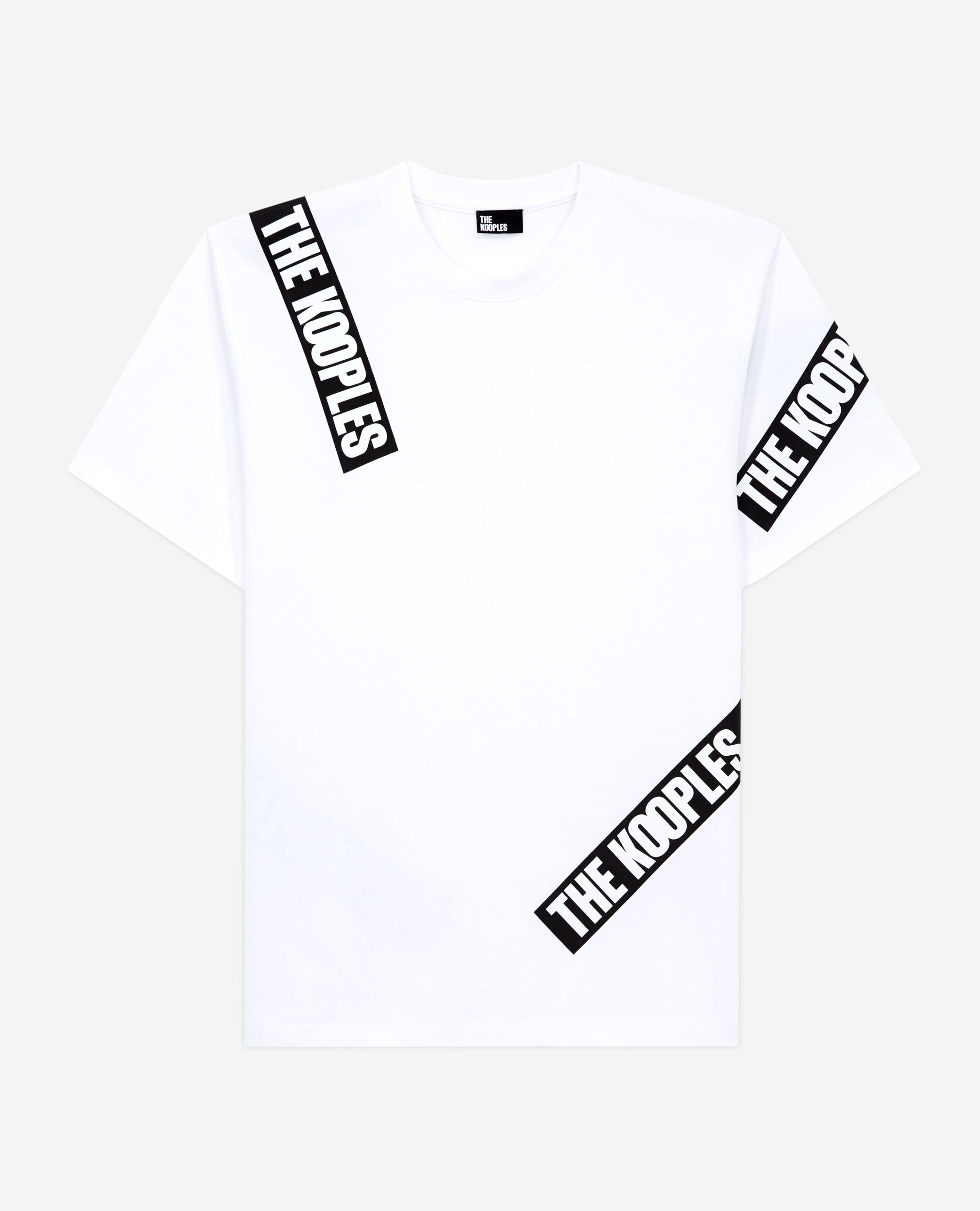 Men's white t-shirt with tape logo, WHITE, hi-res image number null