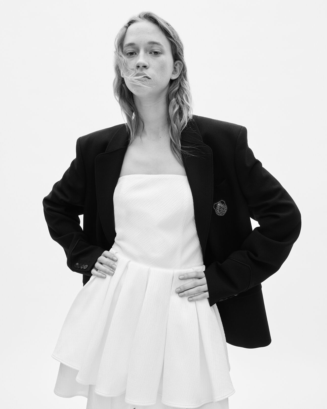 The Kooples MUJER ECRU vestido corpiño corto negro