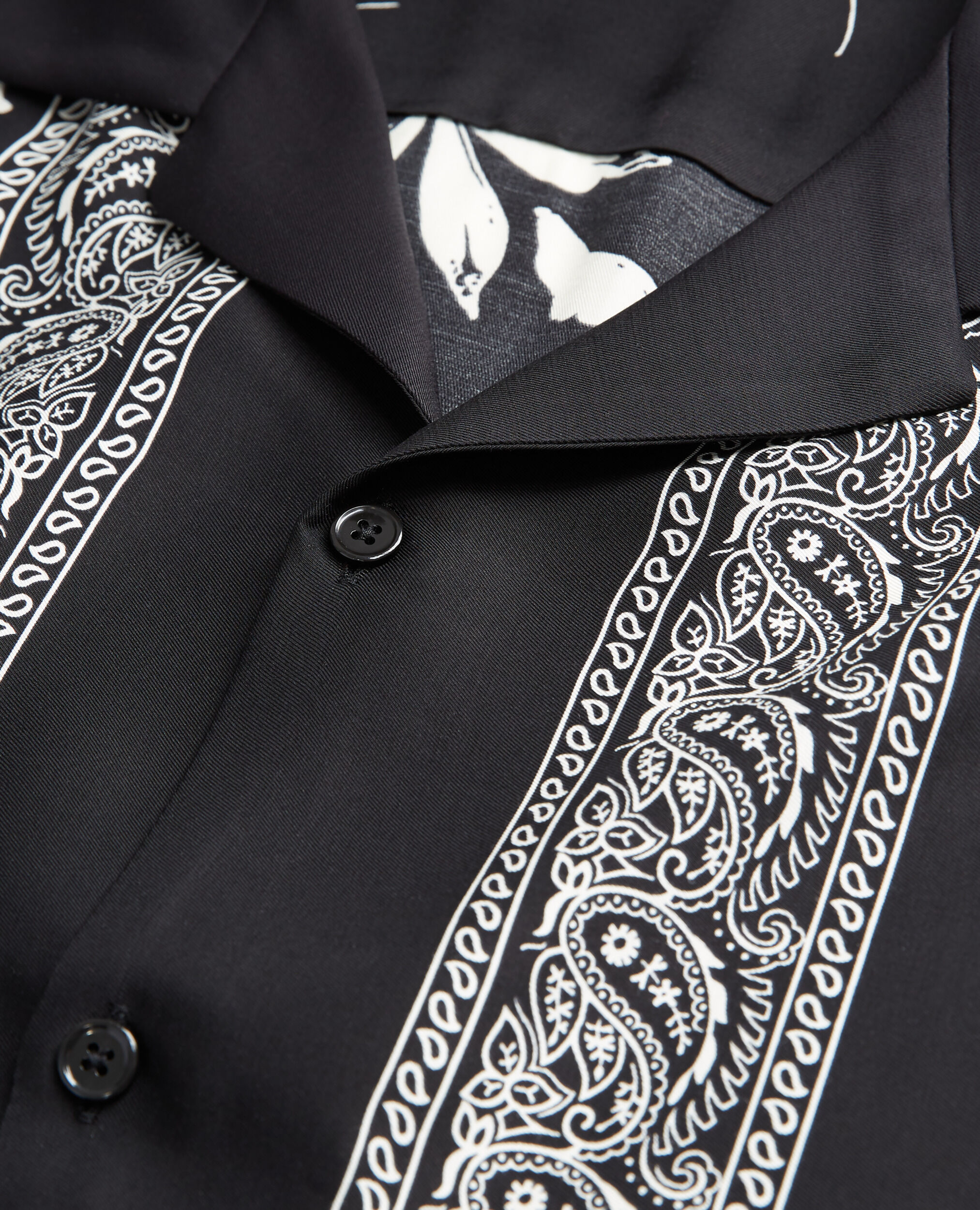 Schwarz-weißes Herrenhemd mit Print, BLACK WHITE, hi-res image number null