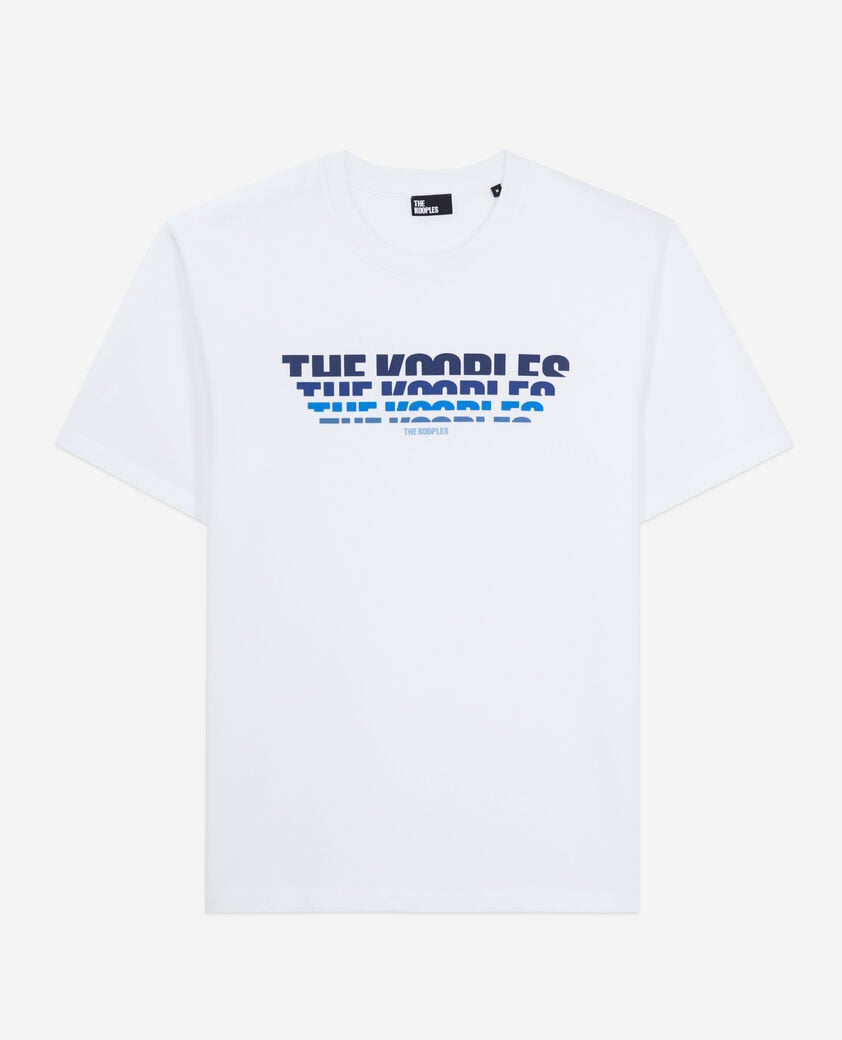 The Kooples H WHITE men's white t-shirt with color gradient logo serigraphy