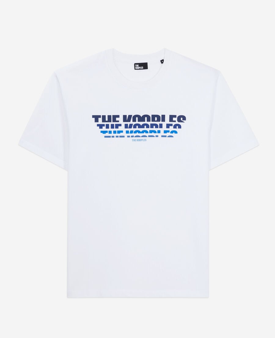 The Kooples H WHITE men's white t-shirt with color gradient logo serigraphy